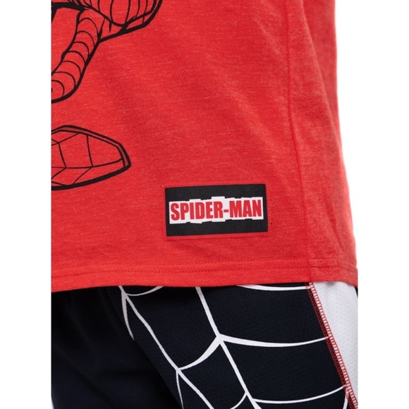 MARVEL SPIDER MAN hooded cosplay tee and shorts 2-peice set NWT - Picture 7 of 12